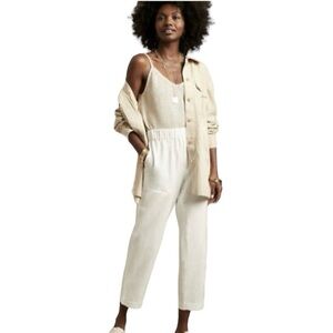 NWT Banana Republic White Relaxed Cropped Pants w/Pockets Sz M